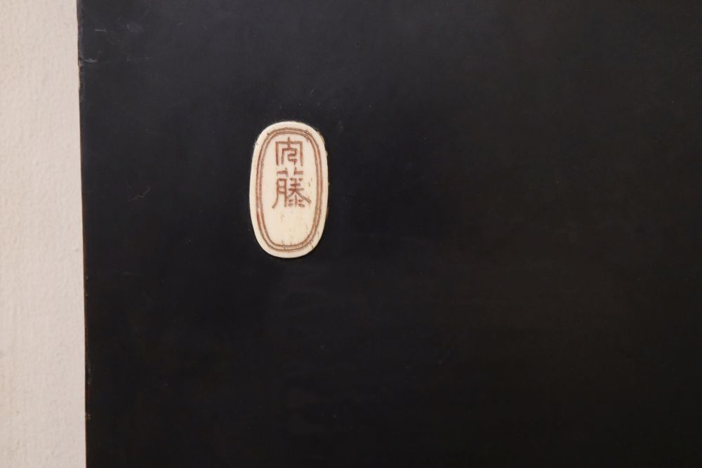 A Japanese shibayama panel, width 42cm, height 75cm